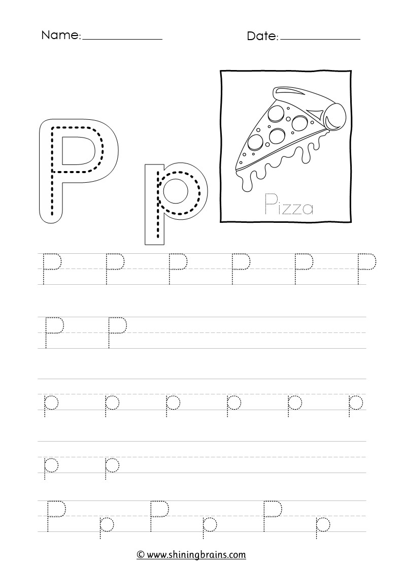 letter p tracing worksheets