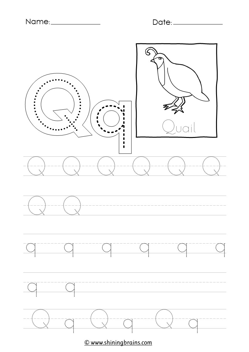 letter q tracing sheet