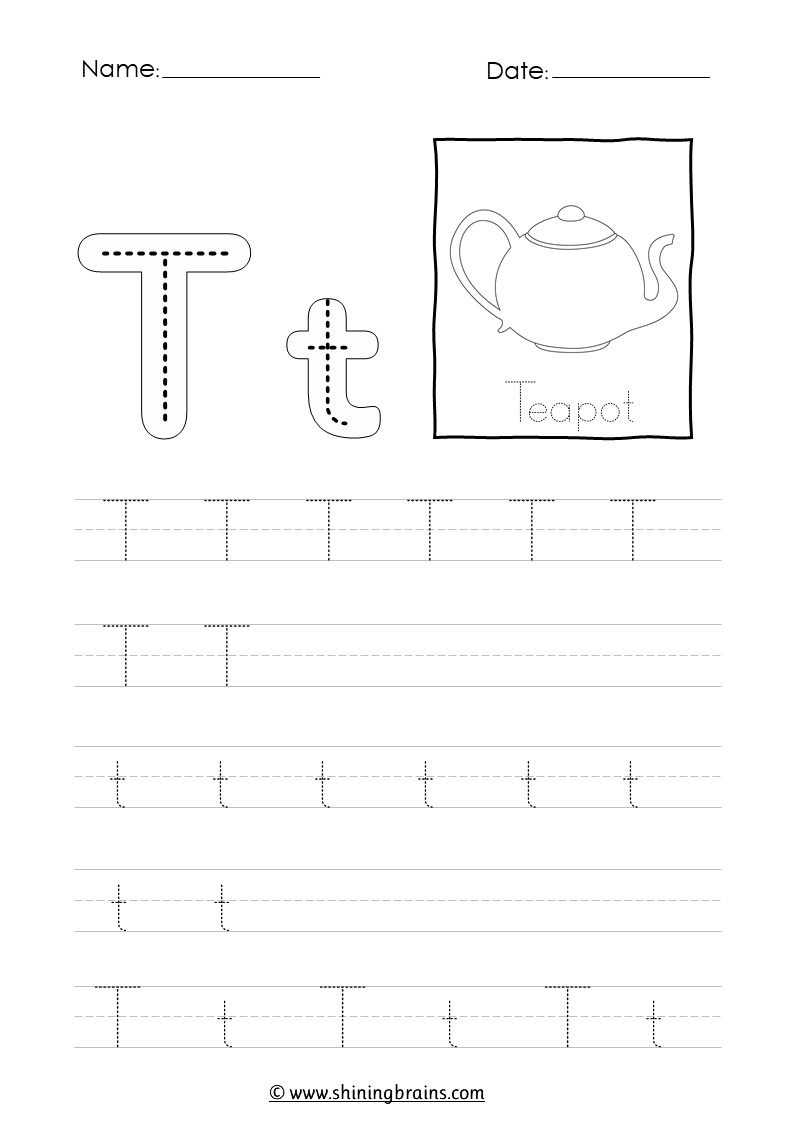 Tracing Letter T T Worksheet Tracing Letter T T Worksheet