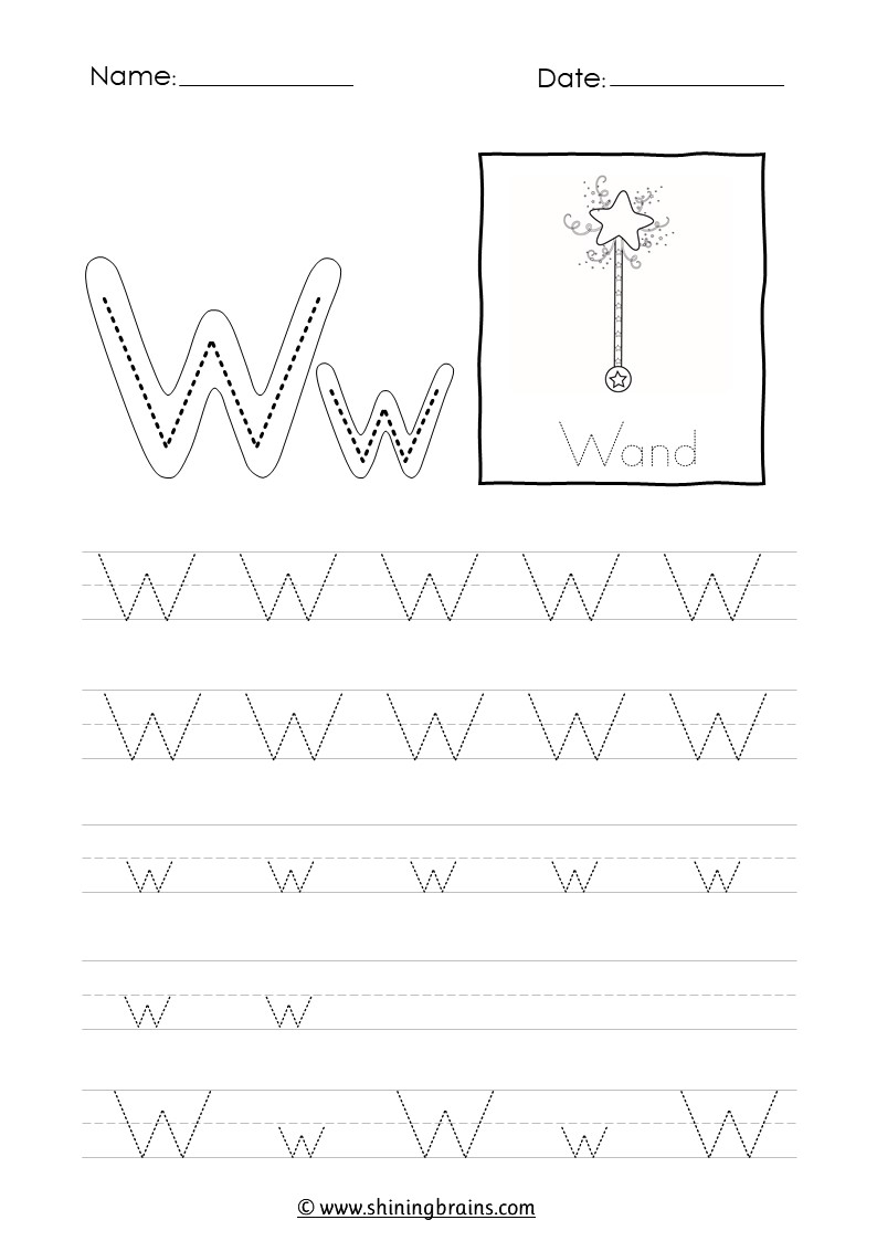 Tracing Letter W W Worksheet