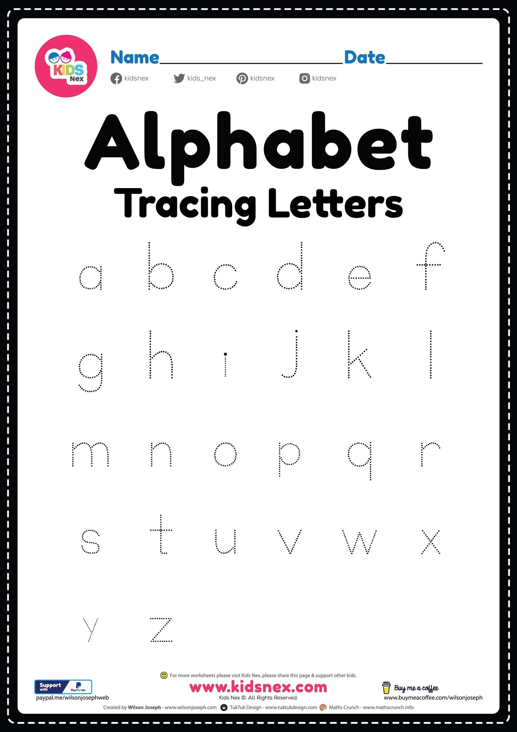 alphabet tracing practice