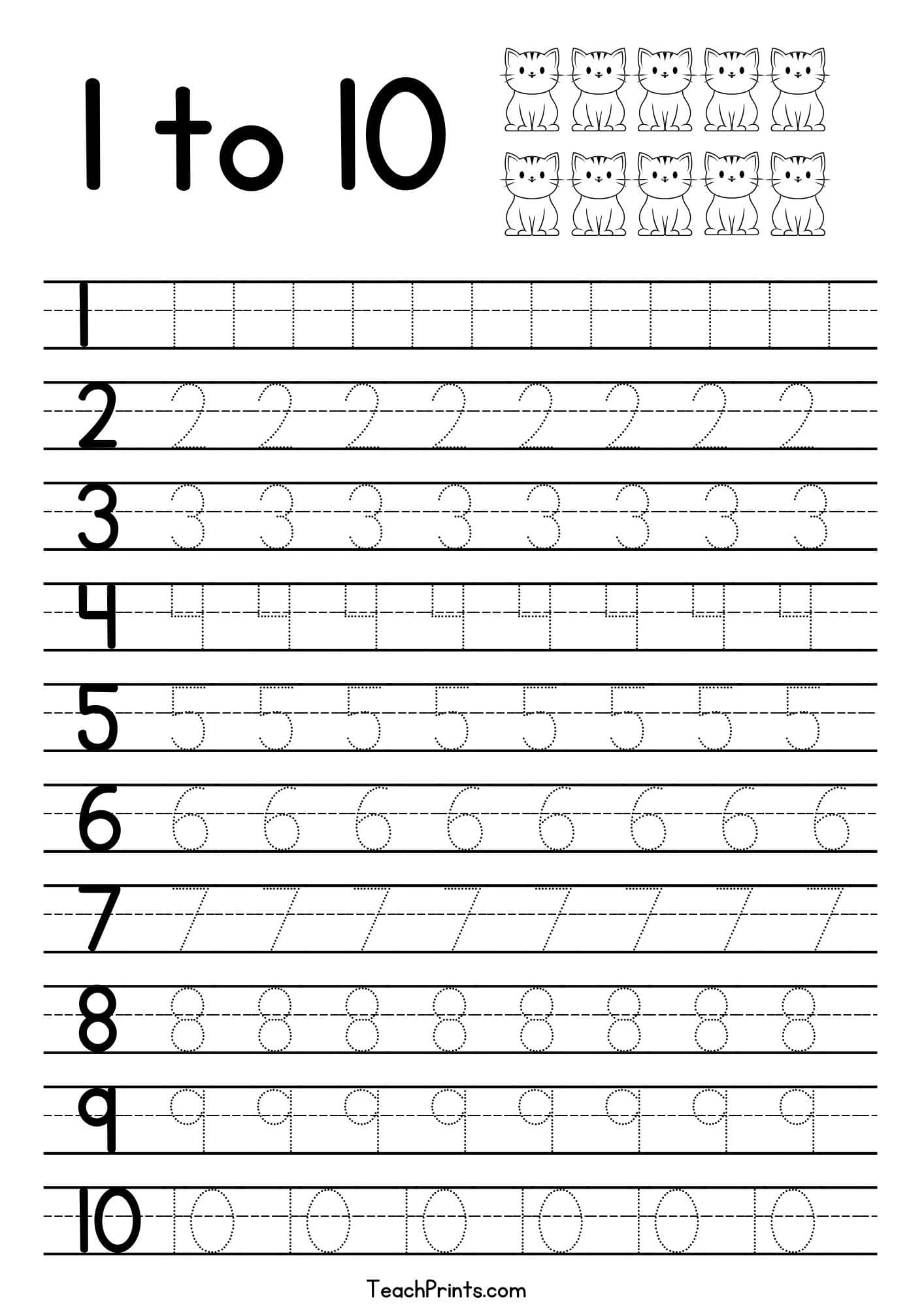 Tracing Numbers 1 10 Worksheets Free Printable Pdfs Teach Prints Tracing Numbers 1 10 Worksheets Free Printable Pdfs Teach Prints