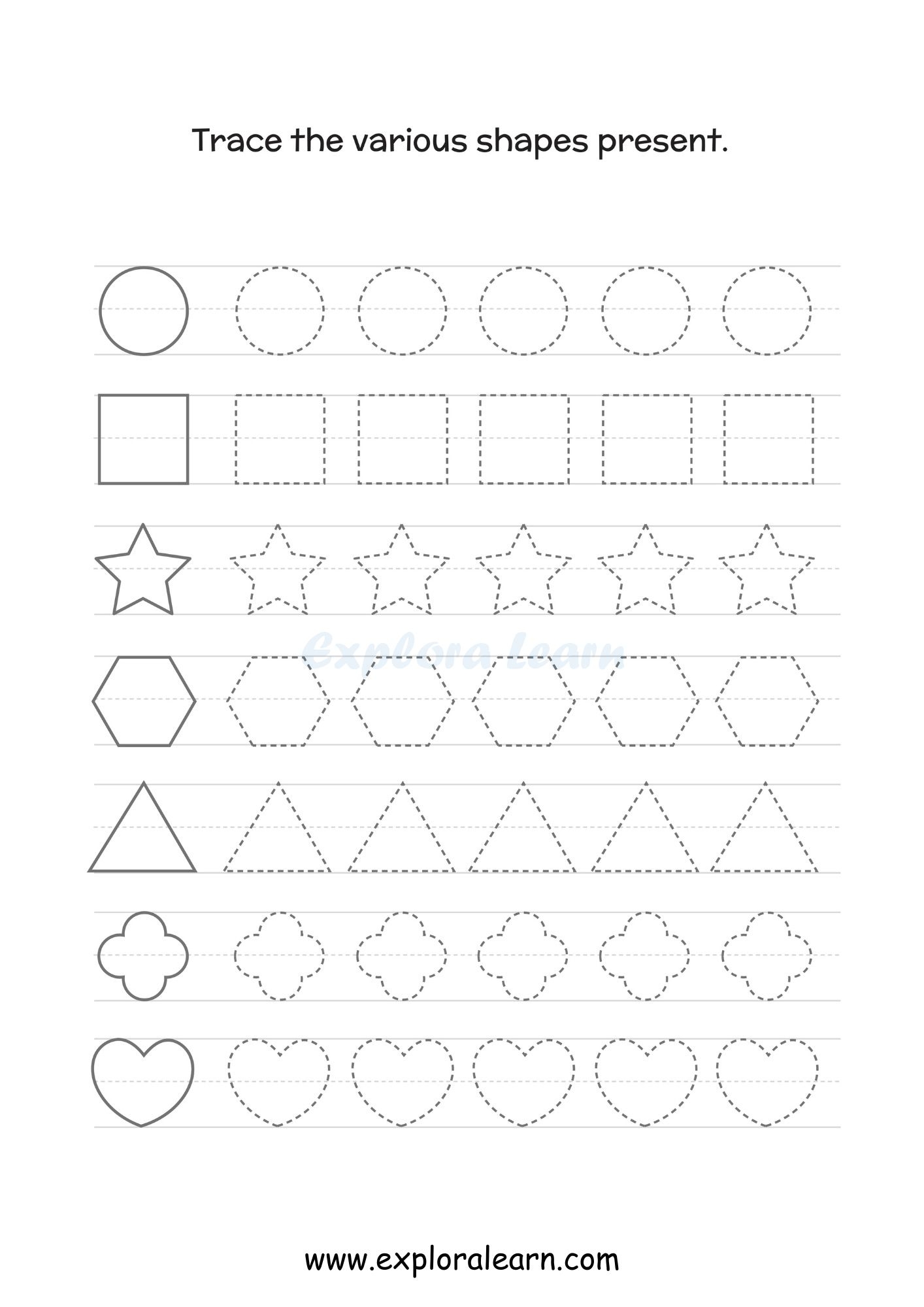 Tracing Shapes Worksheets For Preschool And Kindergarten 2 To 6 Years Kids Tracing Shapes Worksheets For Preschool And Kindergarten 2 To 6 Years Kids