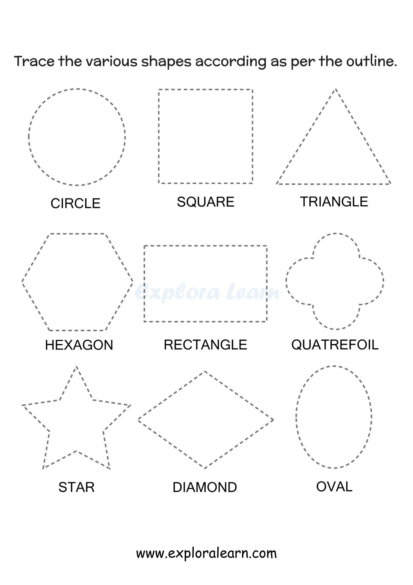 Tracing Shapes Worksheets For Preschool And Kindergarten 2 To 6 Years Kids Tracing Shapes Worksheets For Preschool And Kindergarten 2 To 6 Years Kids