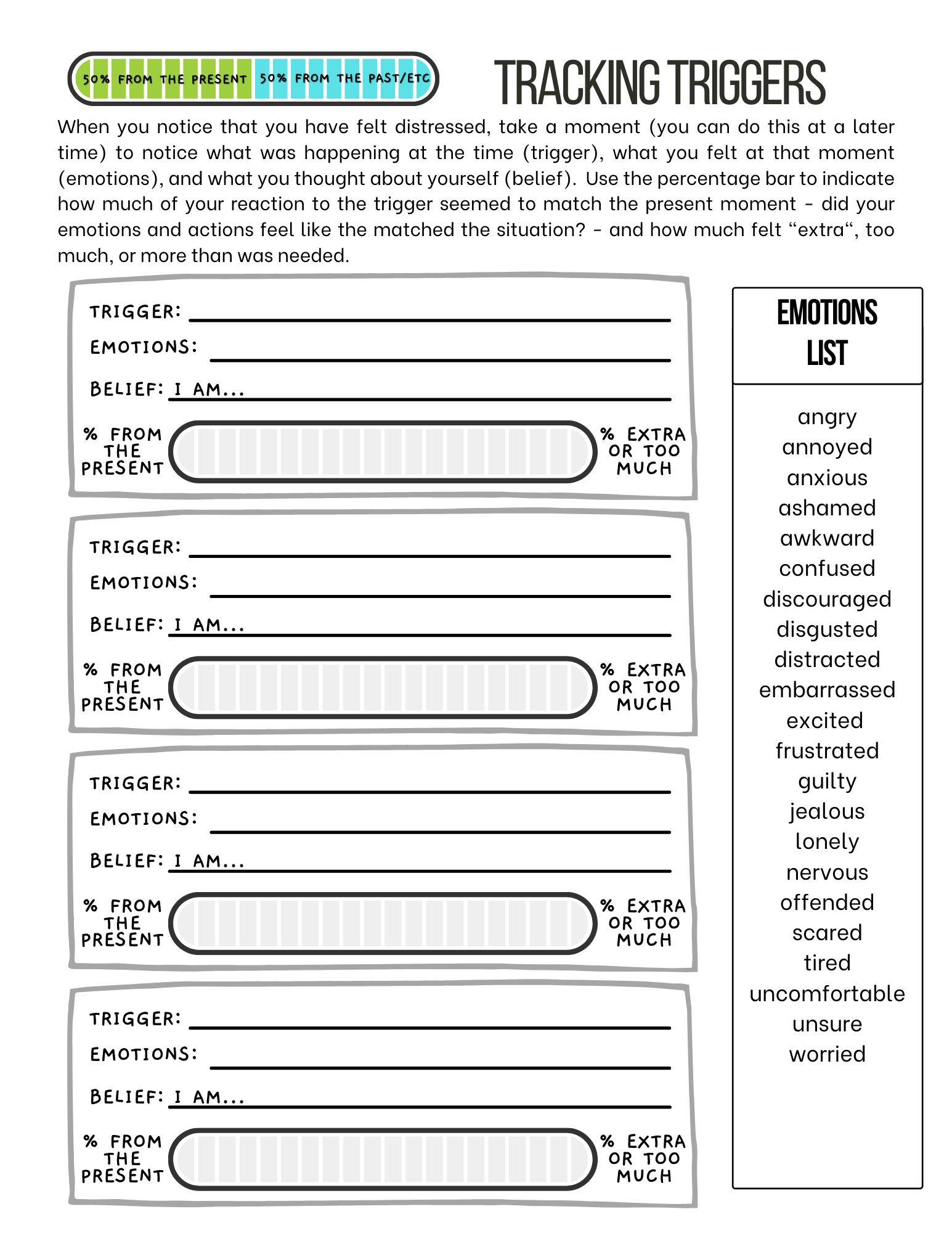 Tracking Triggers Worksheet Hope Roots