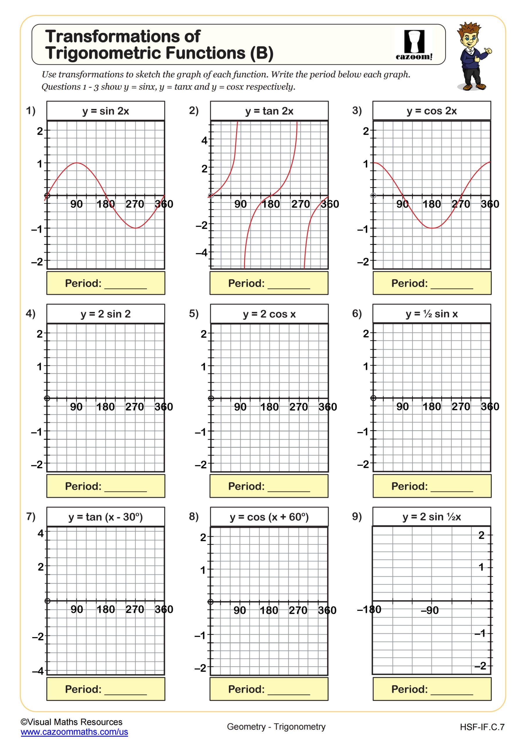 Transformations Of Trigonometric Functions B Worksheet Algebra II PDF Worksheets Cazoom Math Transformations Of Trigonometric Functions B Worksheet Algebra II PDF Worksheets Cazoom Math