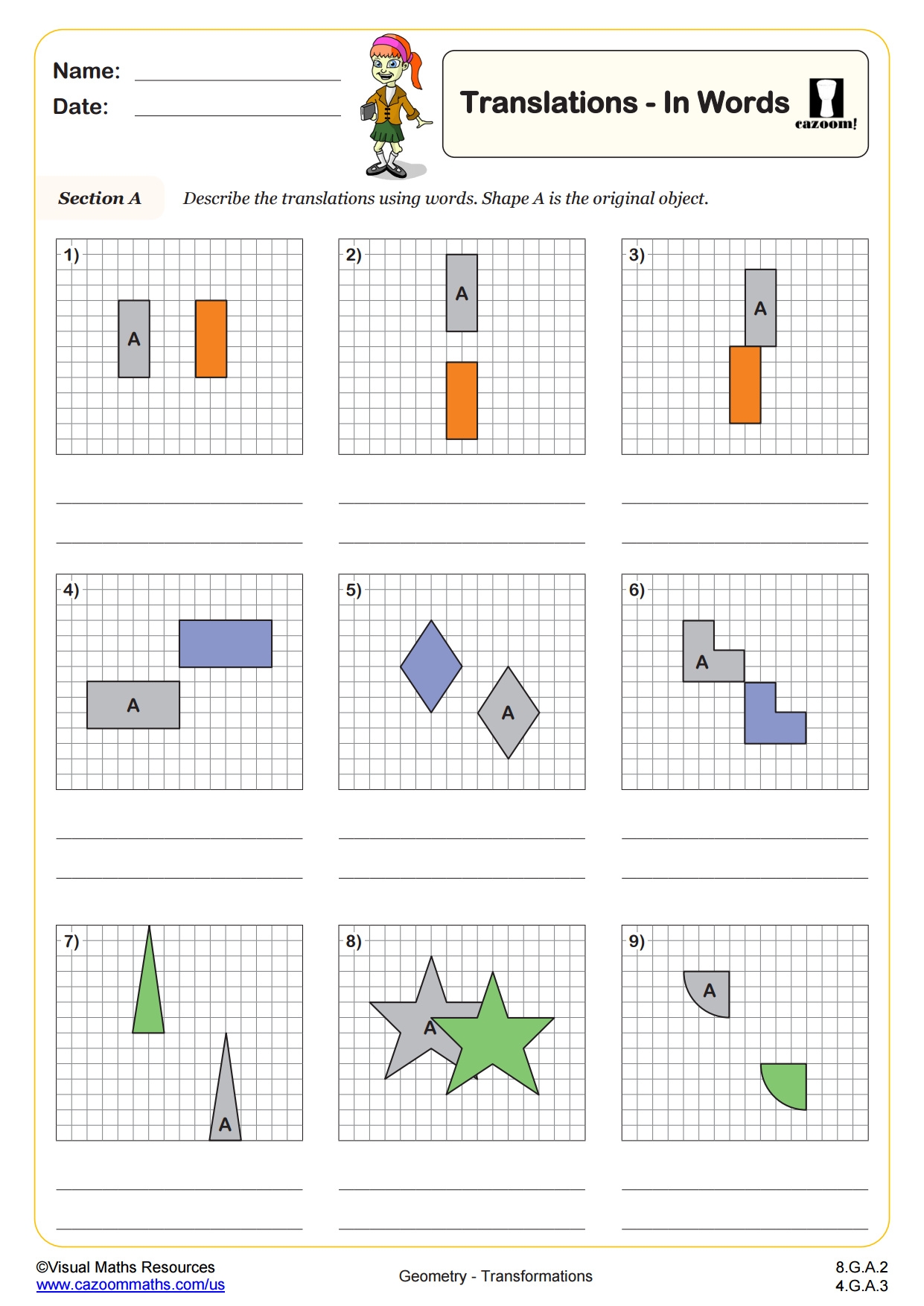 Translations From Words PDF Printable Geometry Worksheets Worksheets Library