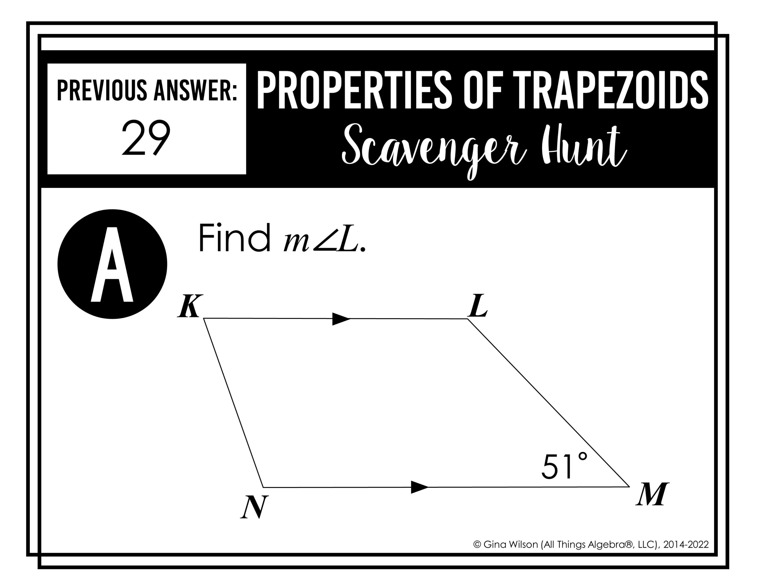 Trapezoid Properties Scavenger Hunt All Things Algebra Trapezoid Properties Scavenger Hunt All Things Algebra