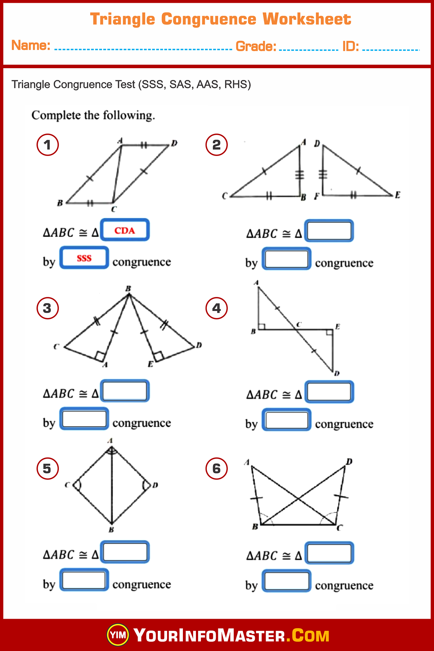 Triangle Congruence Worksheet Your Info Master By Addison Smith Medium Triangle Congruence Worksheet Your Info Master By Addison Smith Medium