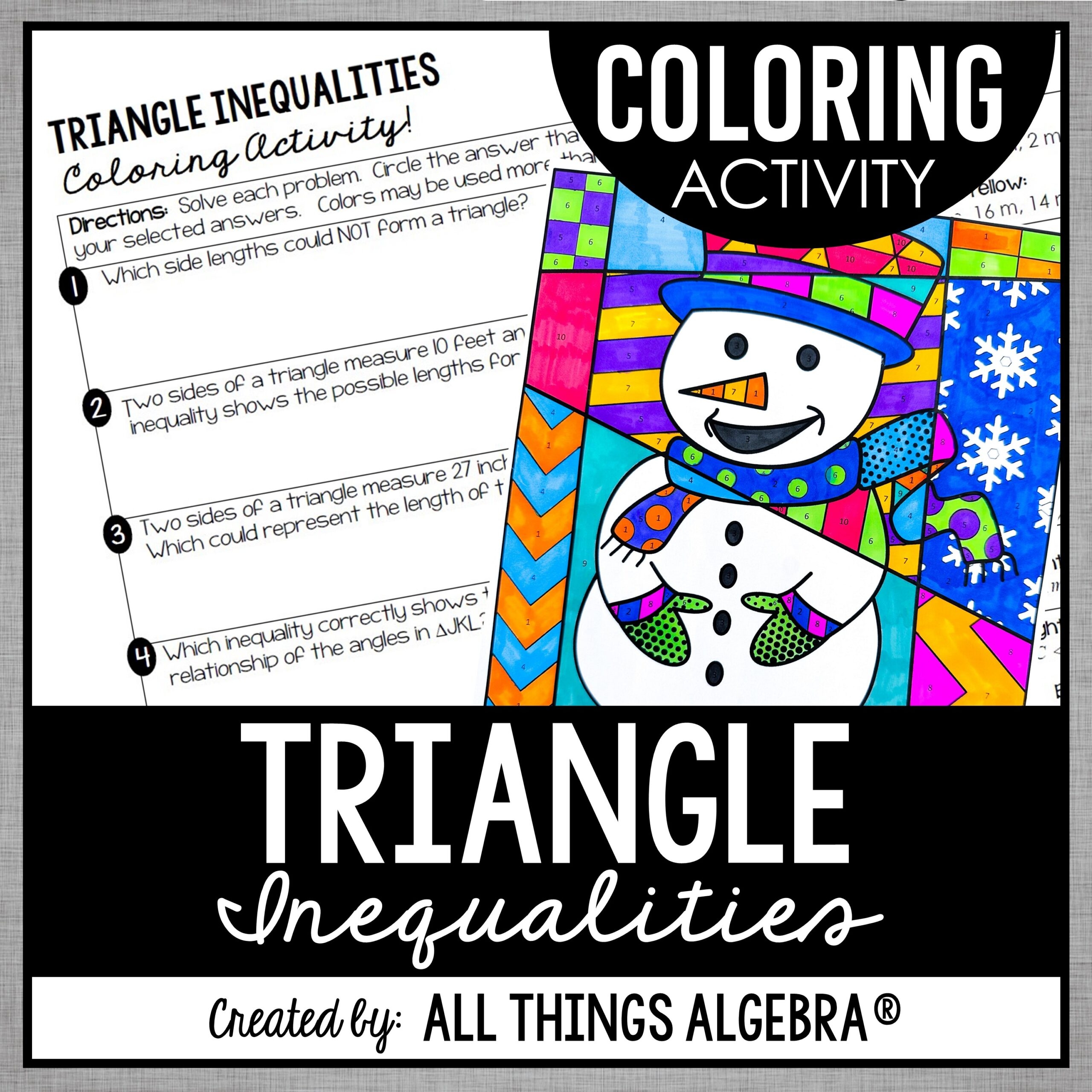 Triangle Inequalities Coloring Activity All Things Algebra 