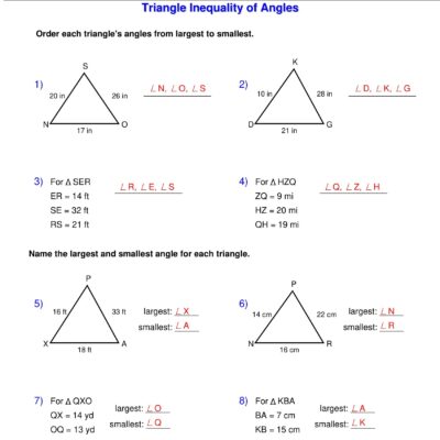 Triangle Inequalities Of Angles Order Triangle s Angle Triangle Worksheets Made By Teachers