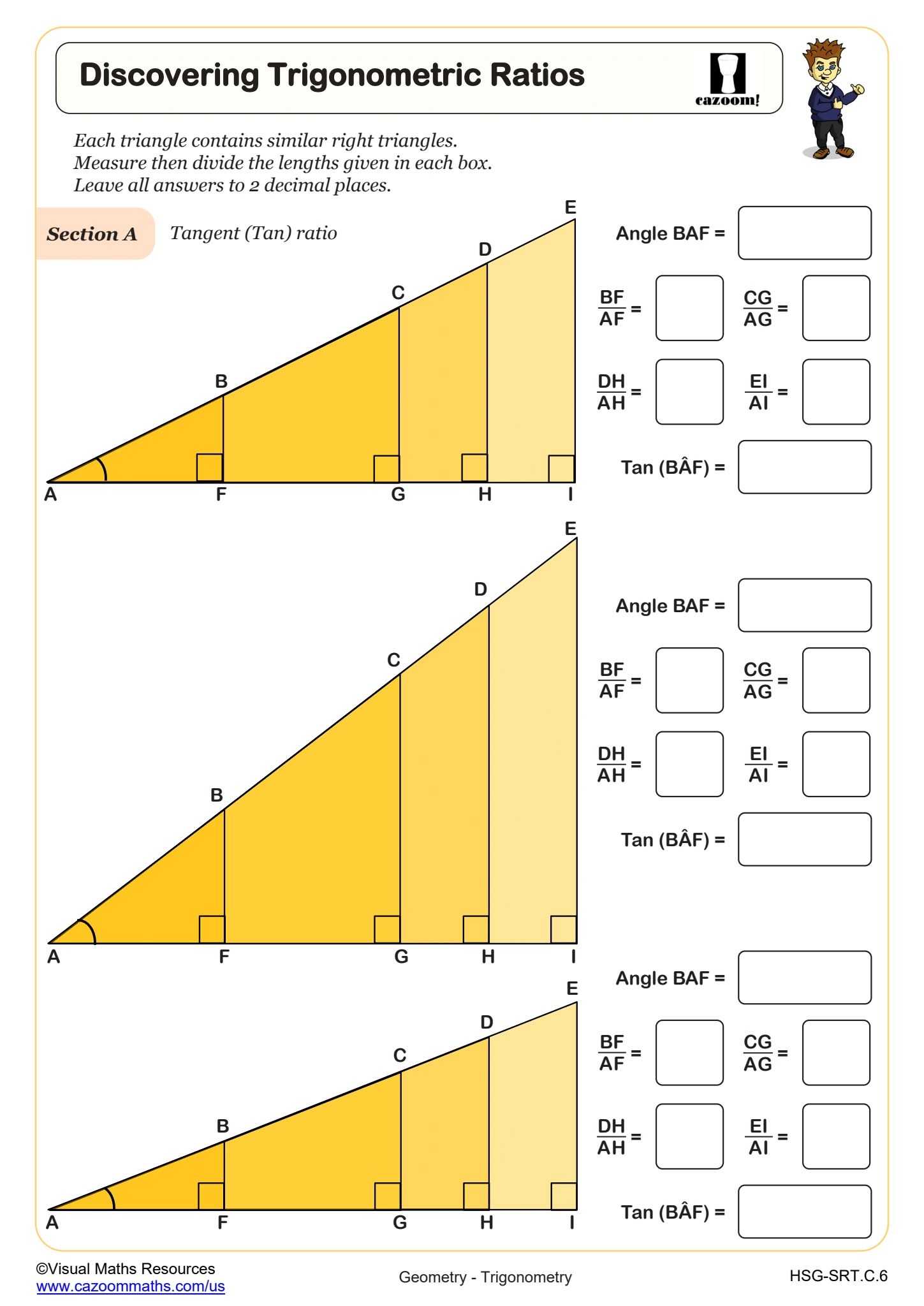 Trigonometic Ratios SOH CAH TOA Word Problems With Clues Worksheet PDF Printable Geometry Worksheet Cazoom Math Trigonometic Ratios SOH CAH TOA Word Problems With Clues Worksheet PDF Printable Geometry Worksheet Cazoom Math