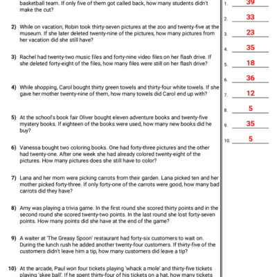 Two Step Problems Worksheets