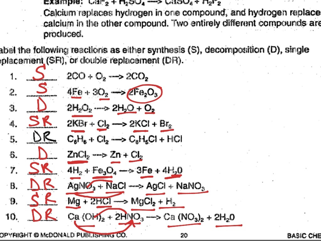 chemistry types of reactions worksheet answers chemistry types of reactions worksheet answers