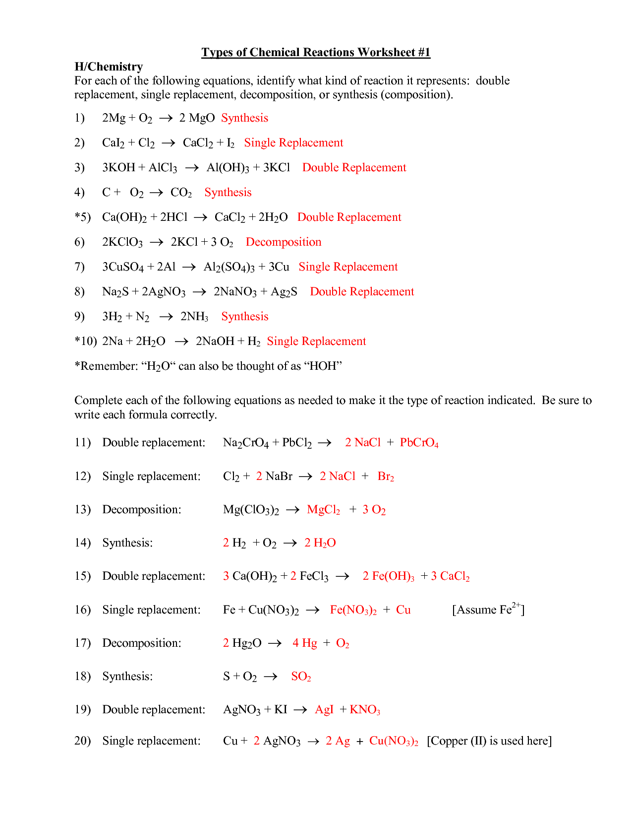 Types Of Chemical Reactions Worksheets Answer Key Chemistry Worksheets Library Types Of Chemical Reactions Worksheets Answer Key Chemistry Worksheets Library