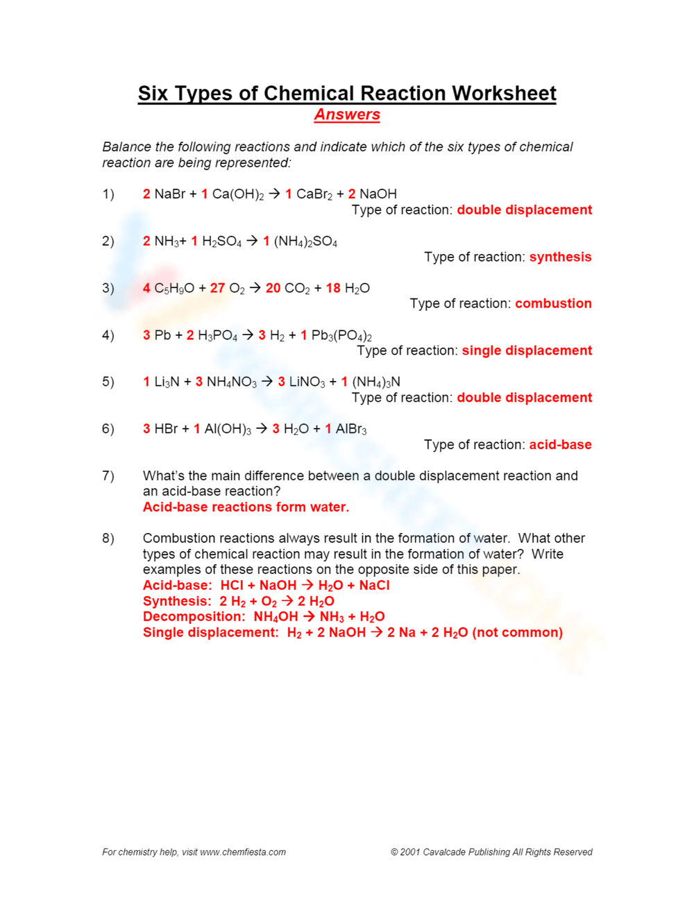 Types Of Reaction Answers Worksheets 2024 Worksheets Library Types Of Reaction Answers Worksheets 2024 Worksheets Library