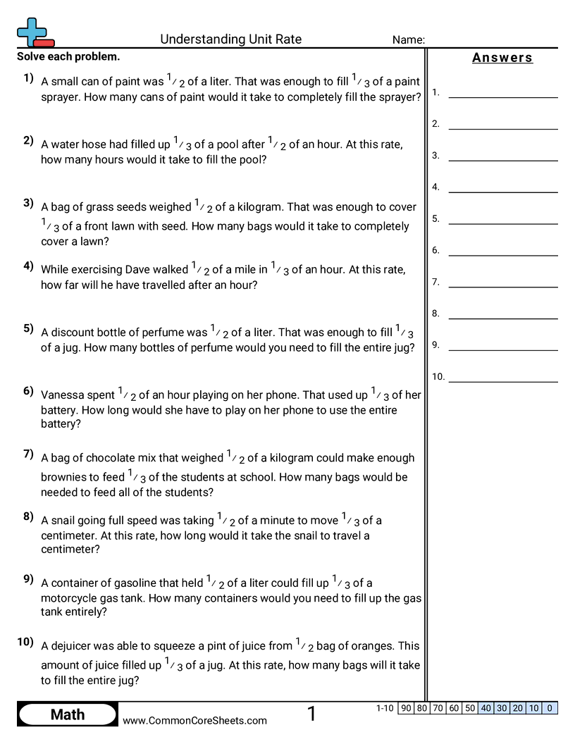Understanding Unit Rate Worksheet Download