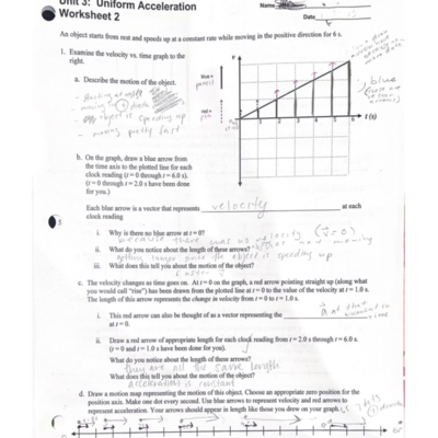 Unit 3 Understanding Uniform Acceleration Worksheet 2 Analysis Studocu