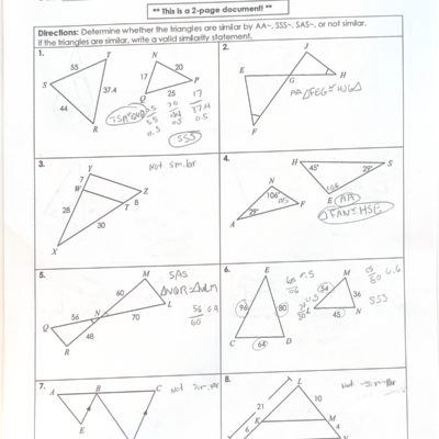 Unit 6 Homework Similar Triangles Parallel Lines Proportional Parts Studocu
