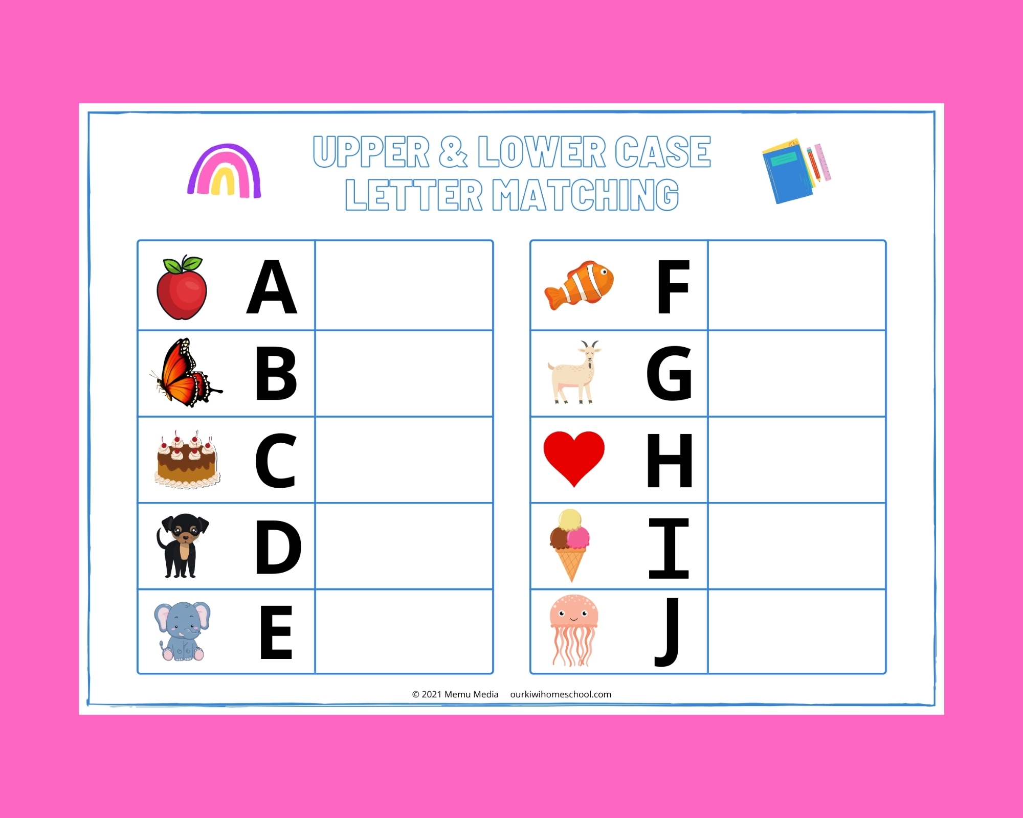 Uppercase And Lowercase Letter Matching Activity Our Kiwi Homeschool Uppercase And Lowercase Letter Matching Activity Our Kiwi Homeschool