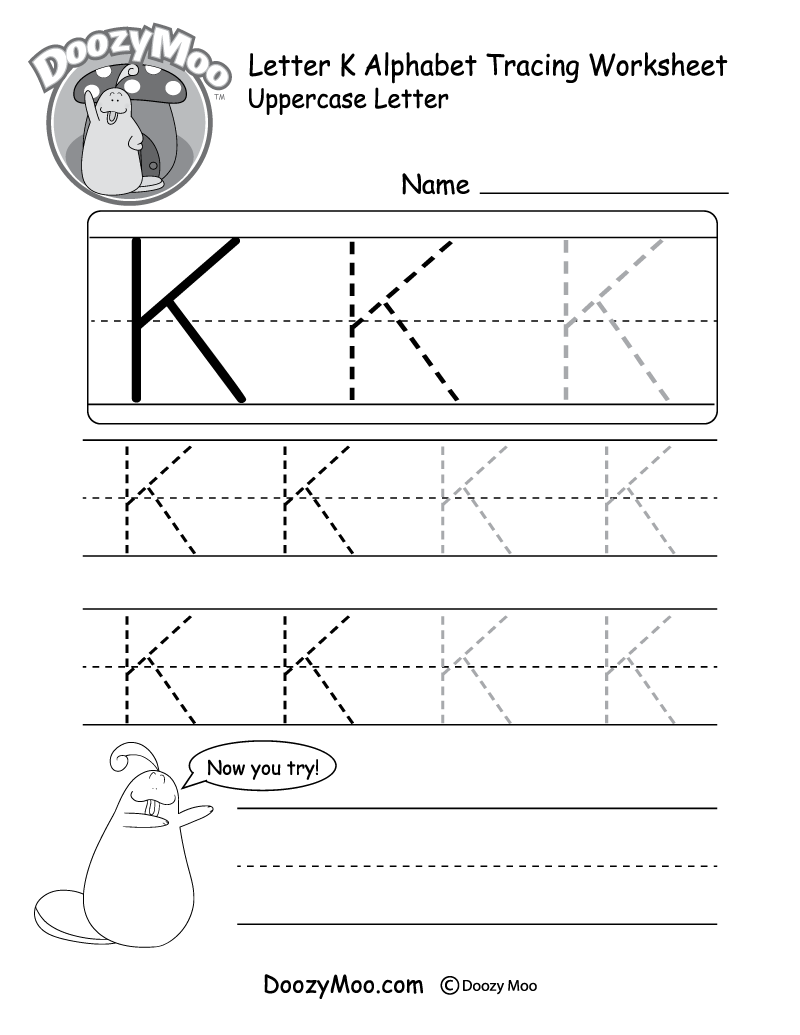 Uppercase Letter K Tracing Worksheet Doozy Moo Uppercase Letter K Tracing Worksheet Doozy Moo
