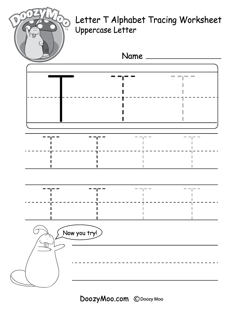 Uppercase Letter T Tracing Worksheet Doozy Moo Uppercase Letter T Tracing Worksheet Doozy Moo