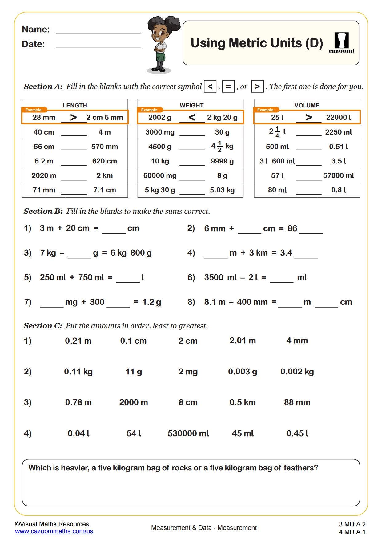 metric conversion worksheet pdf