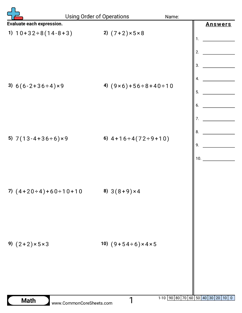 Using Order Of Operations Worksheet Download Using Order Of Operations Worksheet Download
