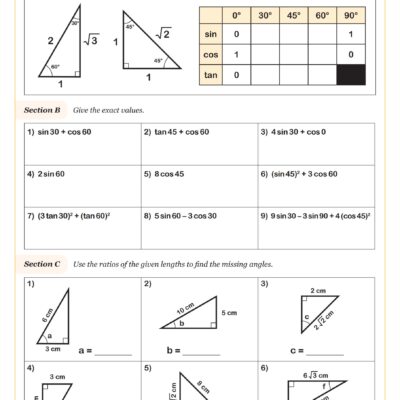 Using Special Right Triangles Worksheet PDF Printable Geometry Worksheet Cazoom Math