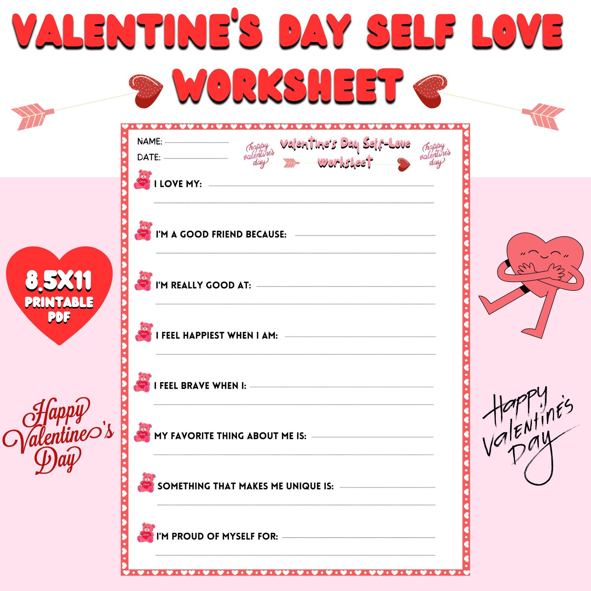 Valentine s Day Self Love Worksheet For Kids 8 5x11 Printable PDF Made By Teachers Valentine s Day Self Love Worksheet For Kids 8 5x11 Printable PDF Made By Teachers