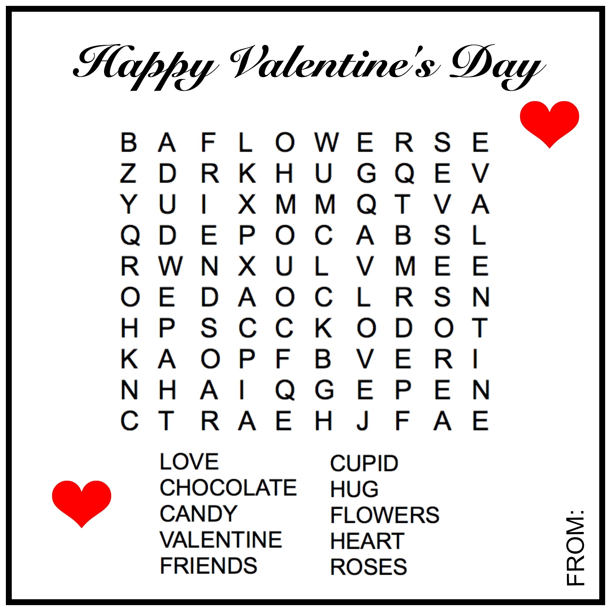 valentine word search printables