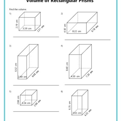 Volume And Surface Area Of Rectangular Prisms K12 Math Worksheets