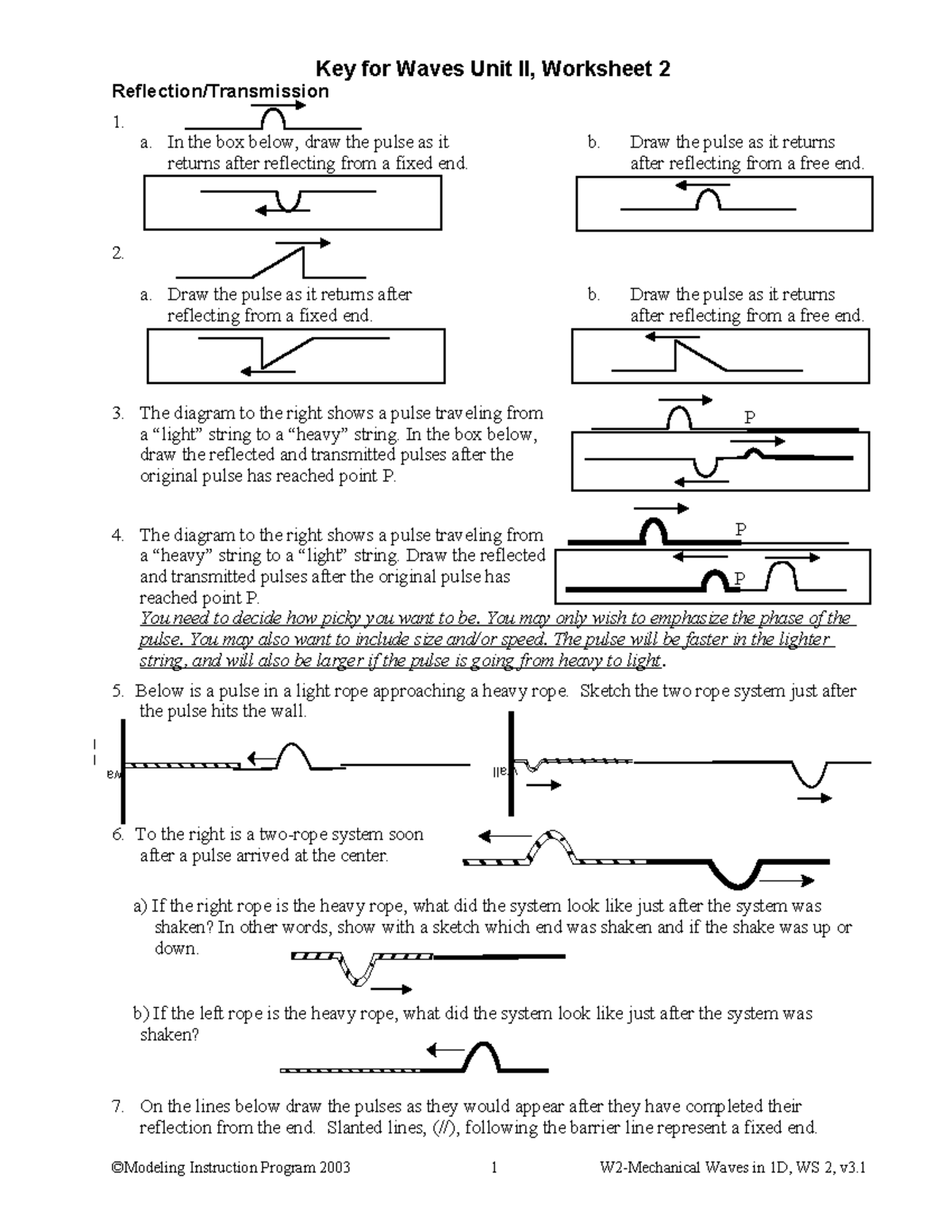 W2 WS2 Key Homework For Waves Unit II Reflection And Transmission Studocu