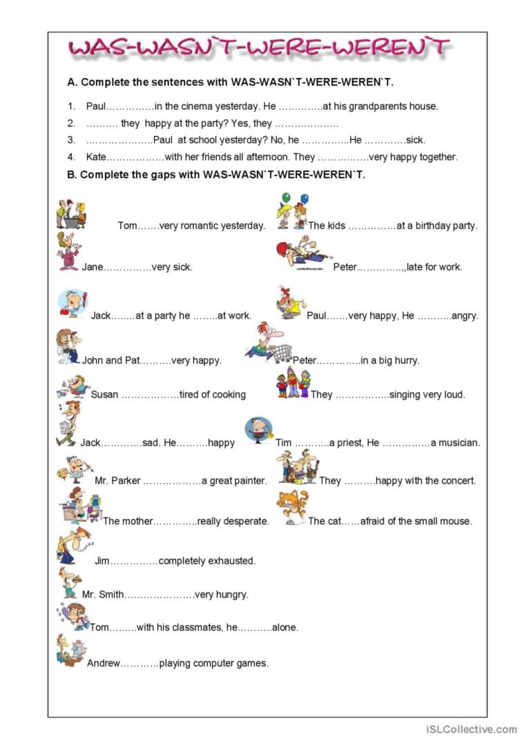 was were worksheets pdf