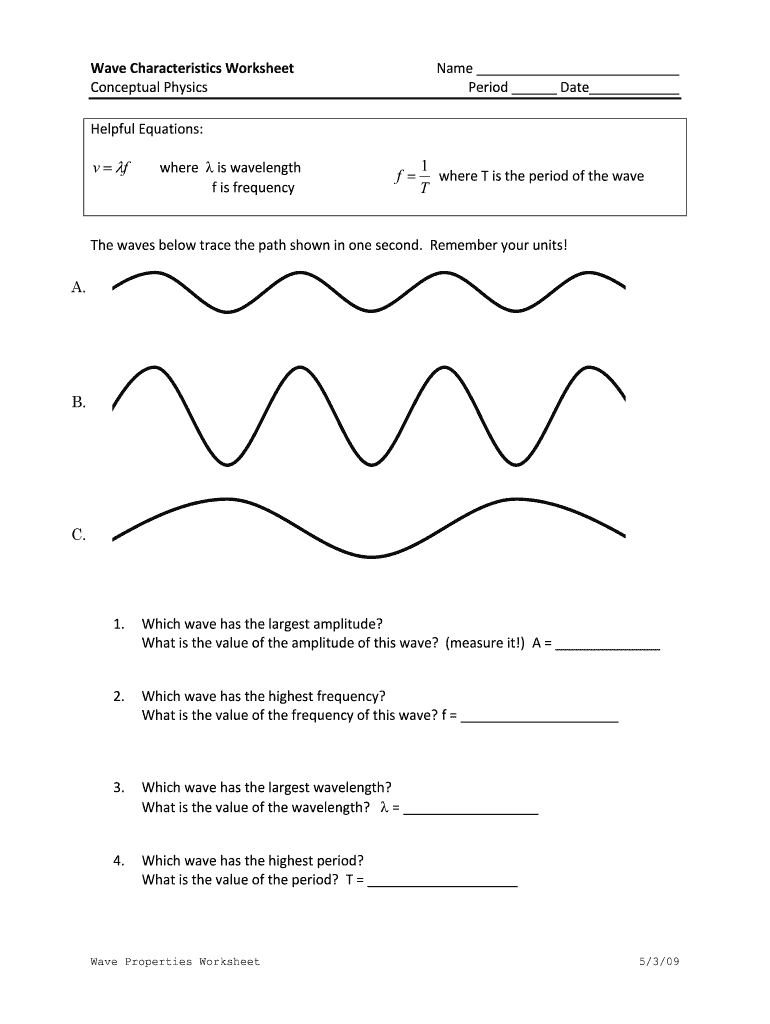 Wave Properties Worksheet Fill Out Sign Online DocHub