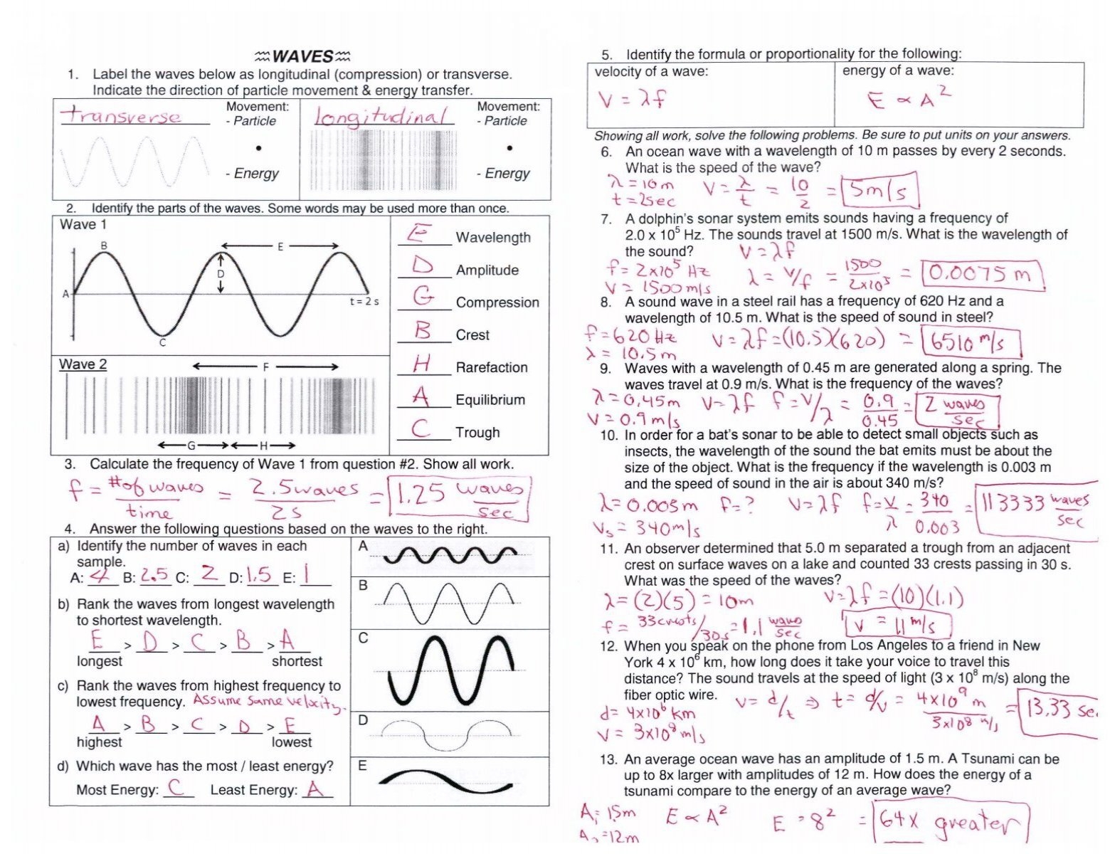 Wave Worksheet 1