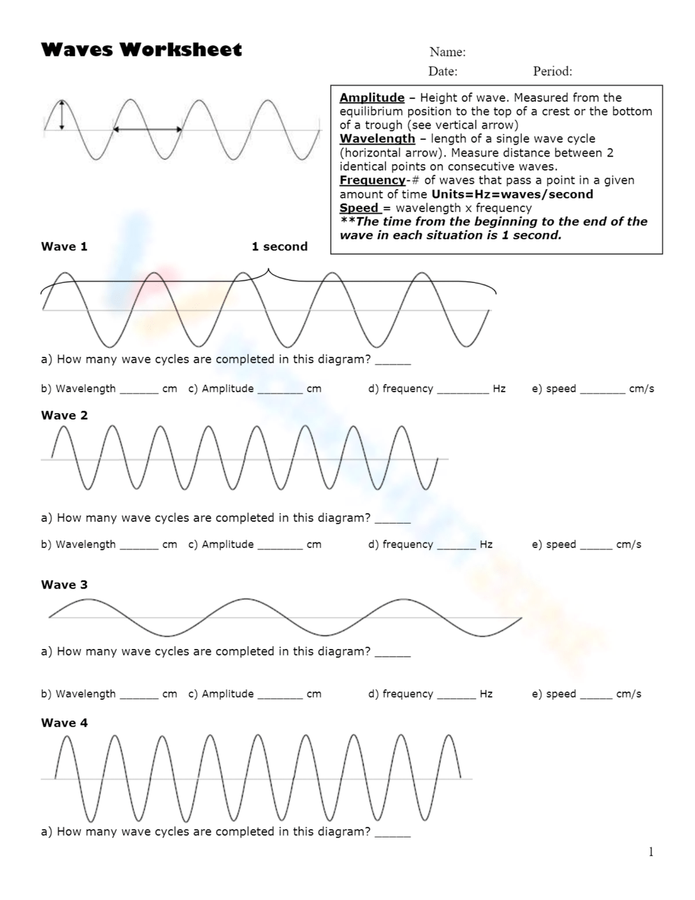 Waves Worksheet Exploring The Dynamics Of Waves Waves Worksheet Exploring The Dynamics Of Waves