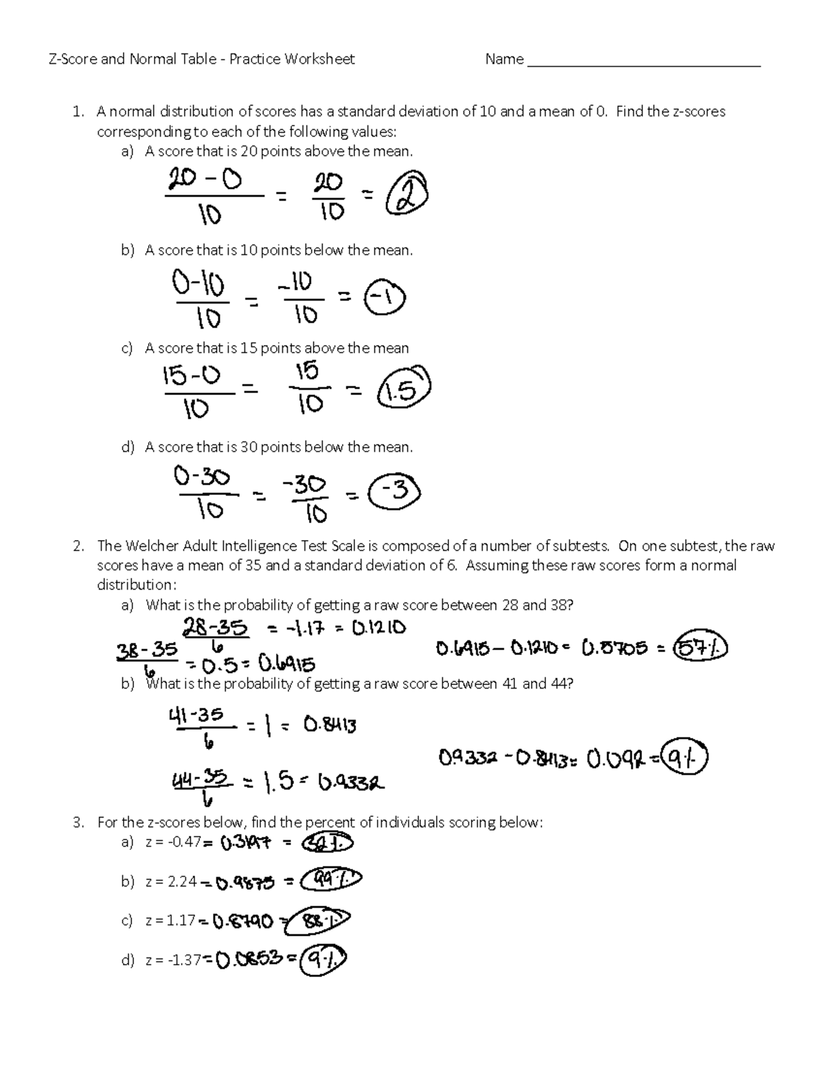 Week 7 Homework Z Scores And Normal Distribution Practice Studocu