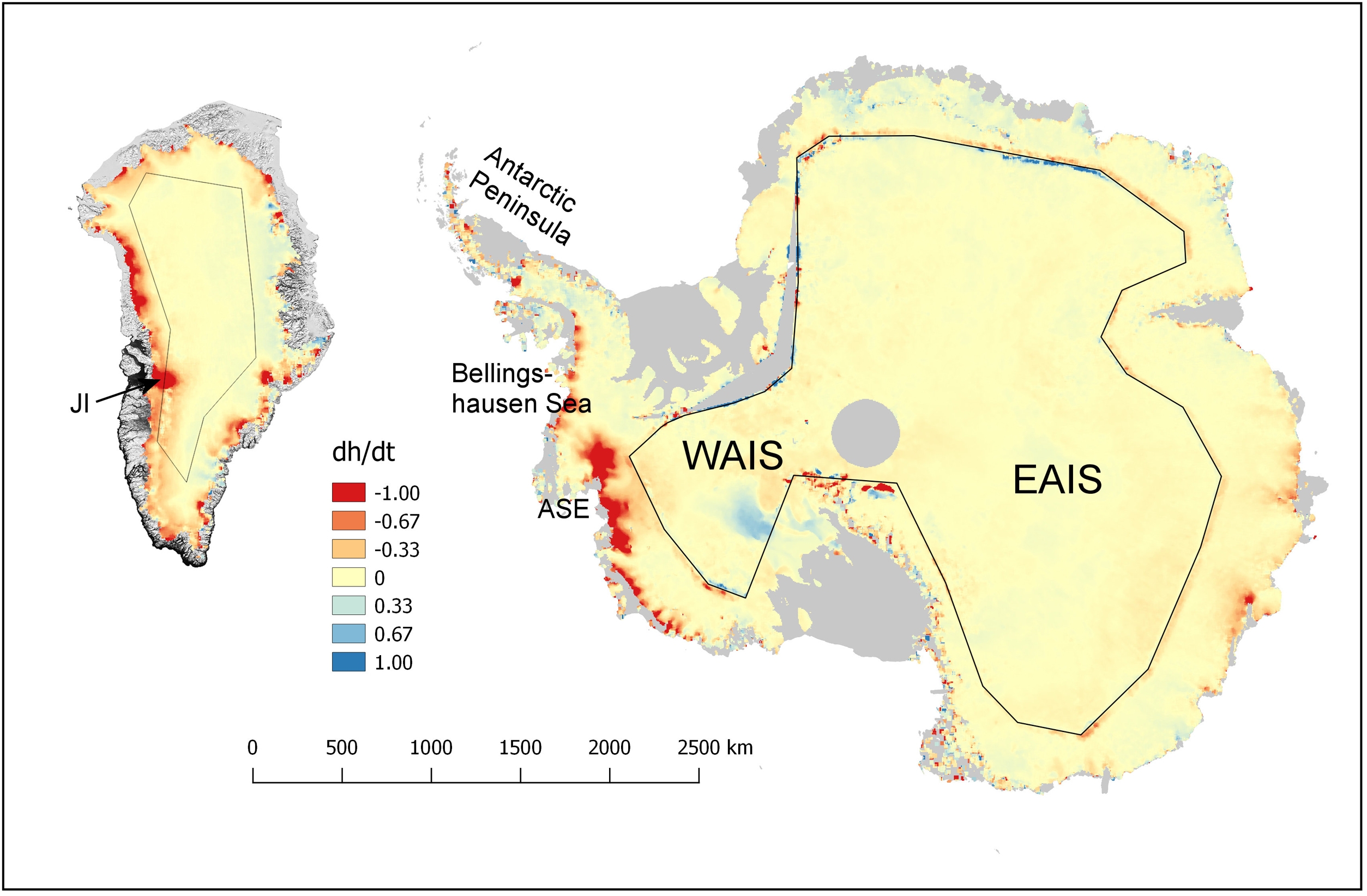 Greenland vs Antarctica size map Greenland vs Antarctica size map