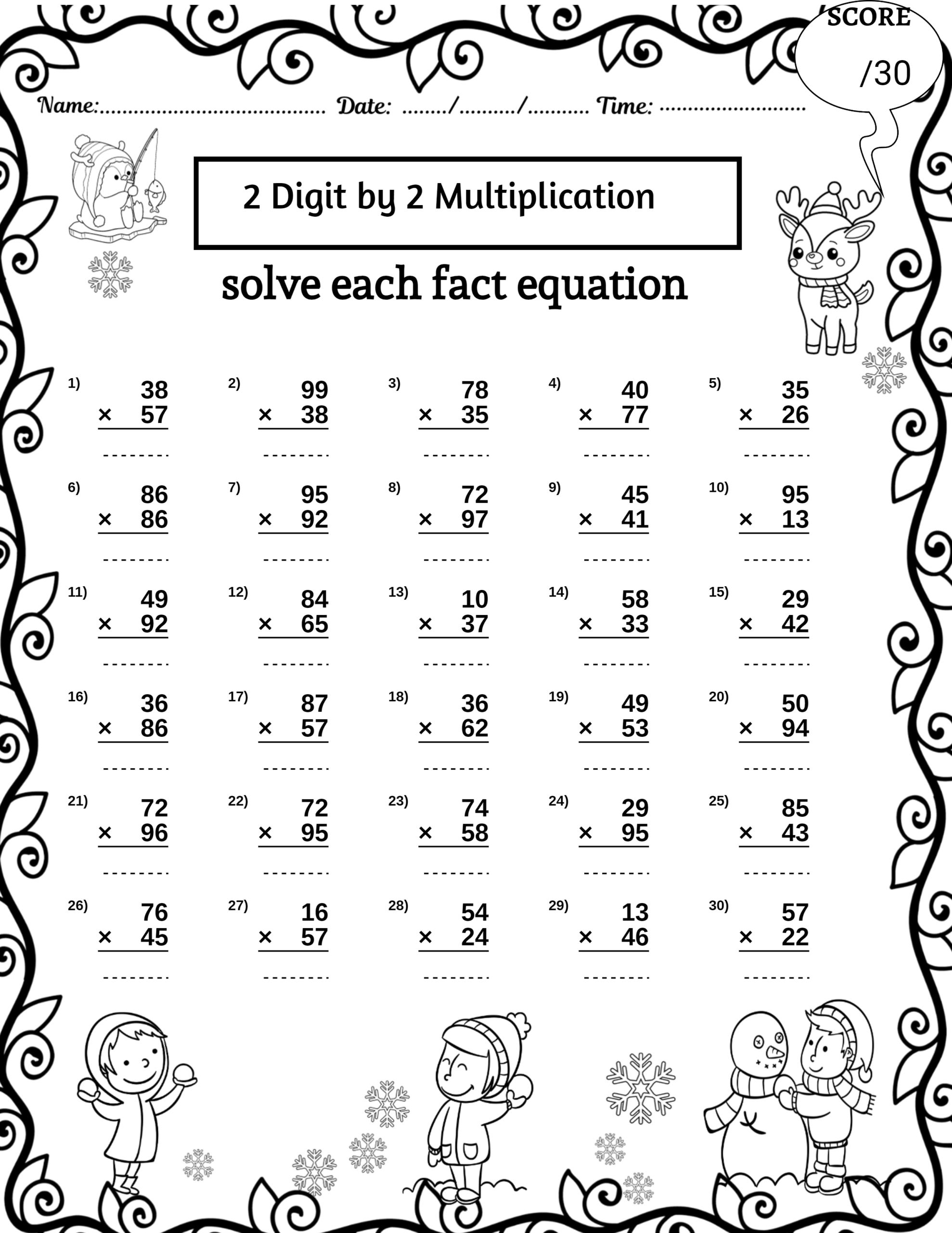 2 digit multiplication worksheets pdf