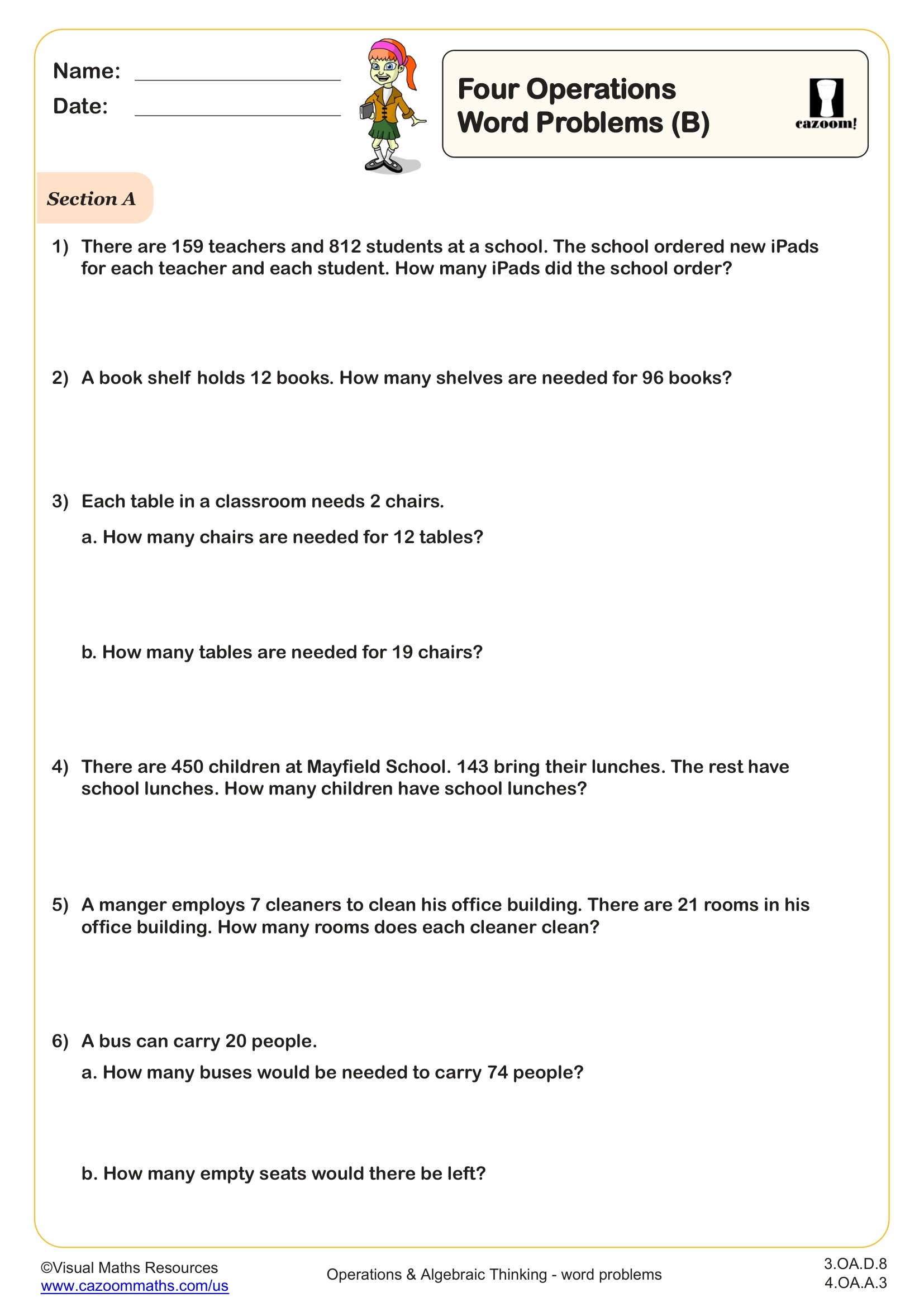 Word Problems Worksheets With Answers Printable PDF Math Worksheets Cazoom Math Word Problems Worksheets With Answers Printable PDF Math Worksheets Cazoom Math