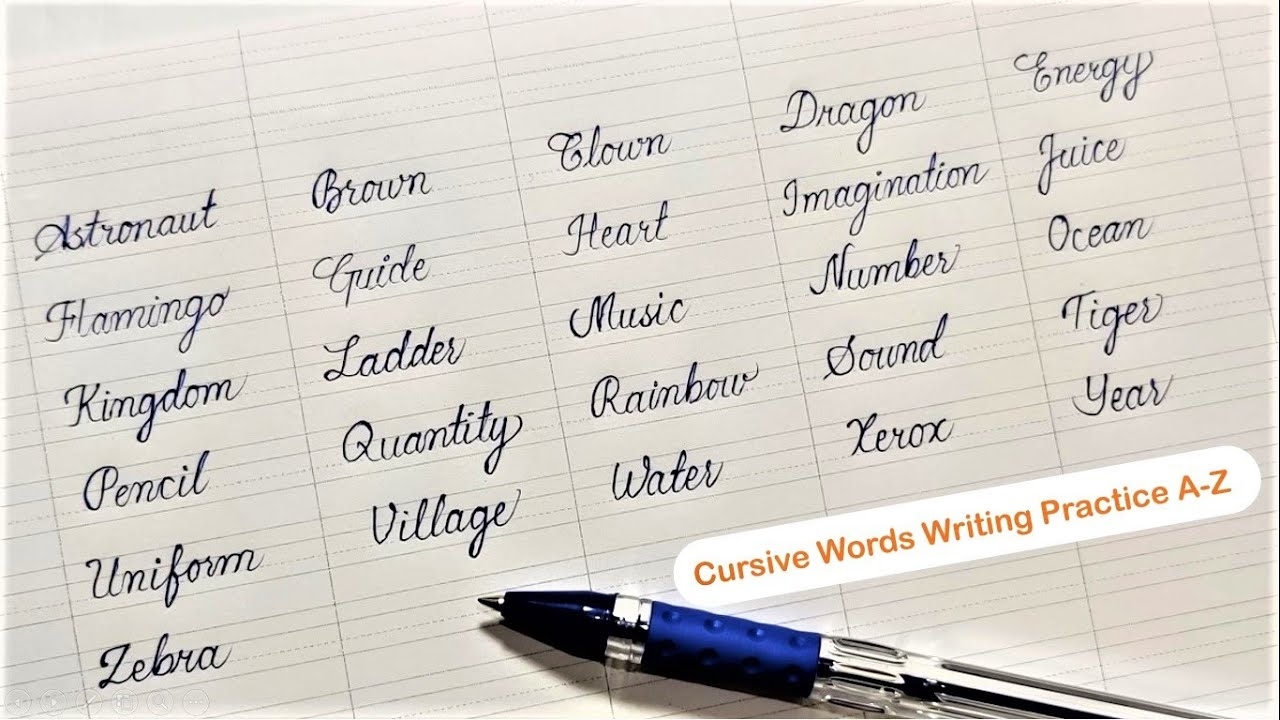 Words Writing In Cursive A To Z Cursive Writing Practice For Beginners Handwriting YouTube