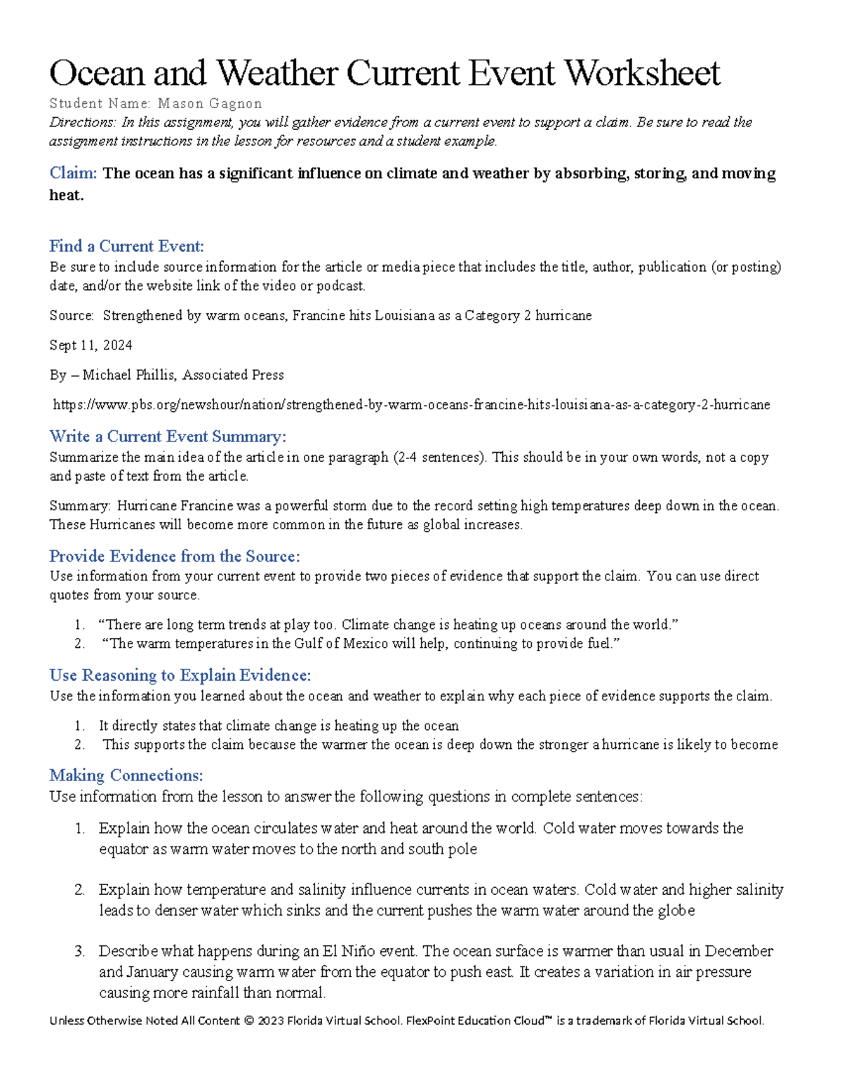Worksheet 04 02 Ocean Weather Current Event Analysis Studocu