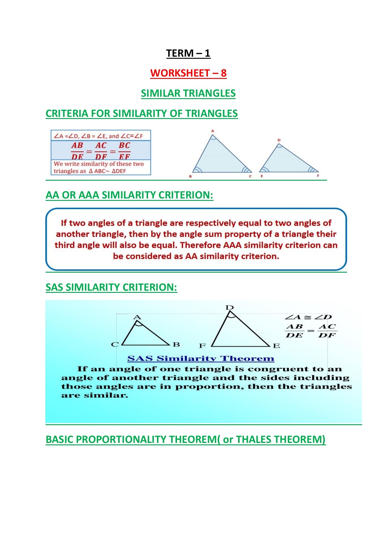 WORKSHEET 8 SIMILAR TRIANGLES Ratul Pal Page 1 13 Flip PDF Online PubHTML5