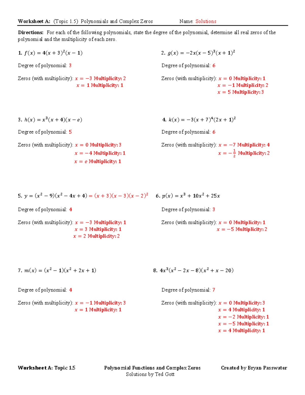 Worksheet A Topic 1 5 Polynomials Complex Zeros Solutions Studocu Worksheet A Topic 1 5 Polynomials Complex Zeros Solutions Studocu