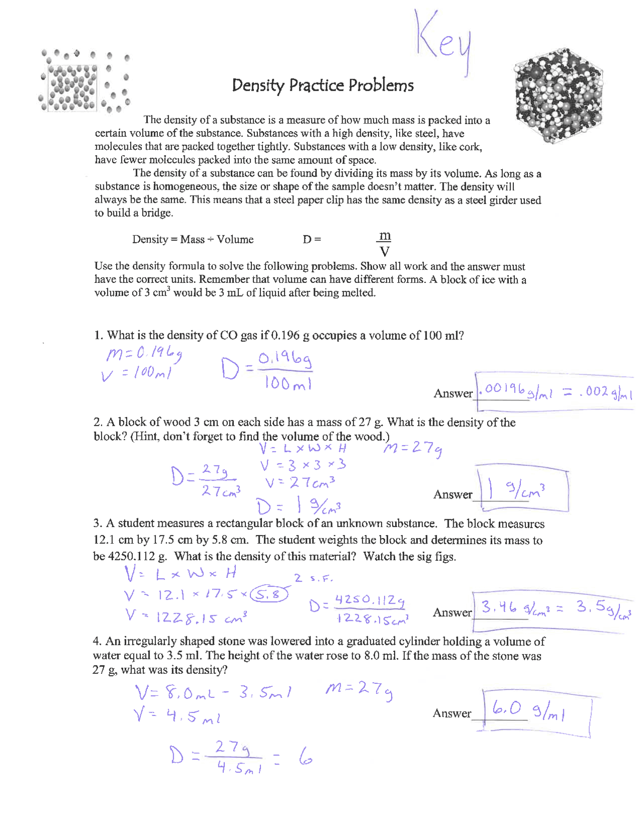 Worksheet Density Practice Problems With Answers Exercises Chemistry Docsity Worksheet Density Practice Problems With Answers Exercises Chemistry Docsity