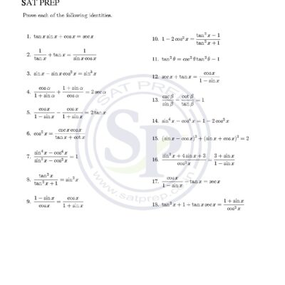 Worksheet Of Trigonometric Identities We Also Use Algebraic Identity
