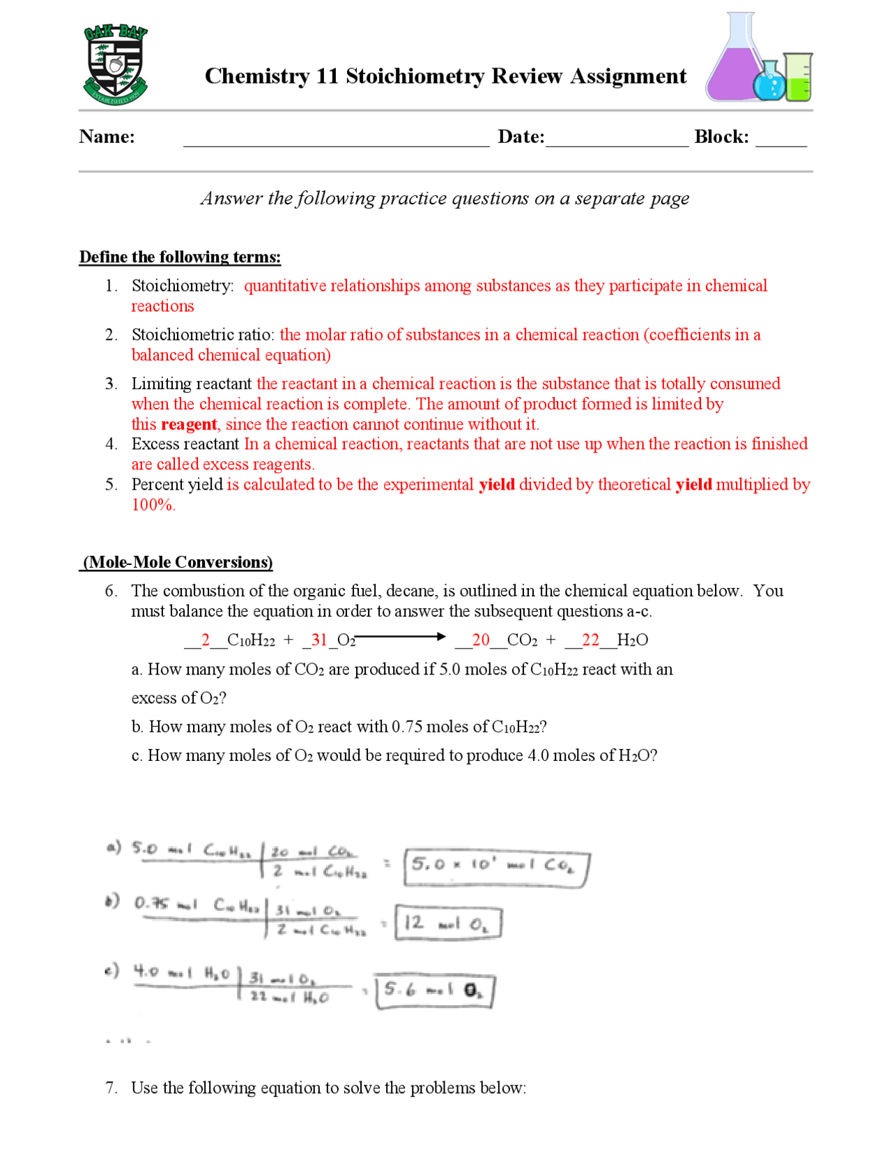 worksheet 6 5 stoichiometry answers worksheet 6 5 stoichiometry answers