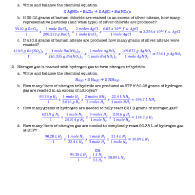 Worksheet Stoichiometry Practice Problems With Answer Key Exercises Chemistry Docsity