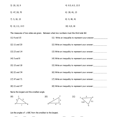 Worksheet Triangle Inequalities Study Notes Geometry Docsity